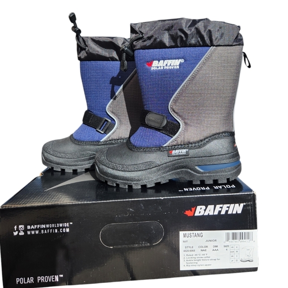 Baffin New Mustang Kid's Winter Boots, Navy, K4 - Picture 5 of 8